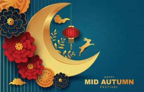 Happy,Mid,Autumn,Festival,Greeting,Illustration,In,Traditional,Chinese,Art
